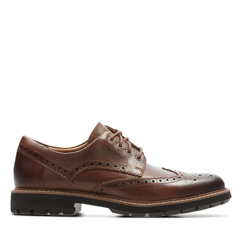 Férfi Clarks Batcombe Wing Brogue Cipő Sötét Barna | 2913537