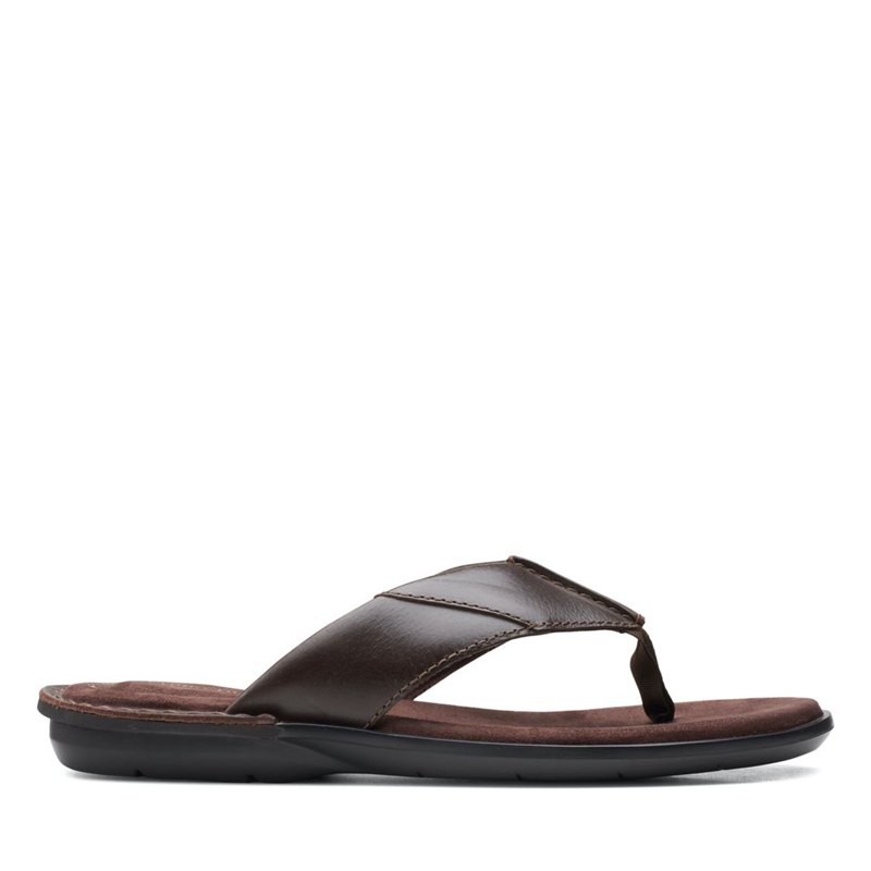 Férfi Clarks Ellison Easy Strandpapucs Sötét Barna | 18808294