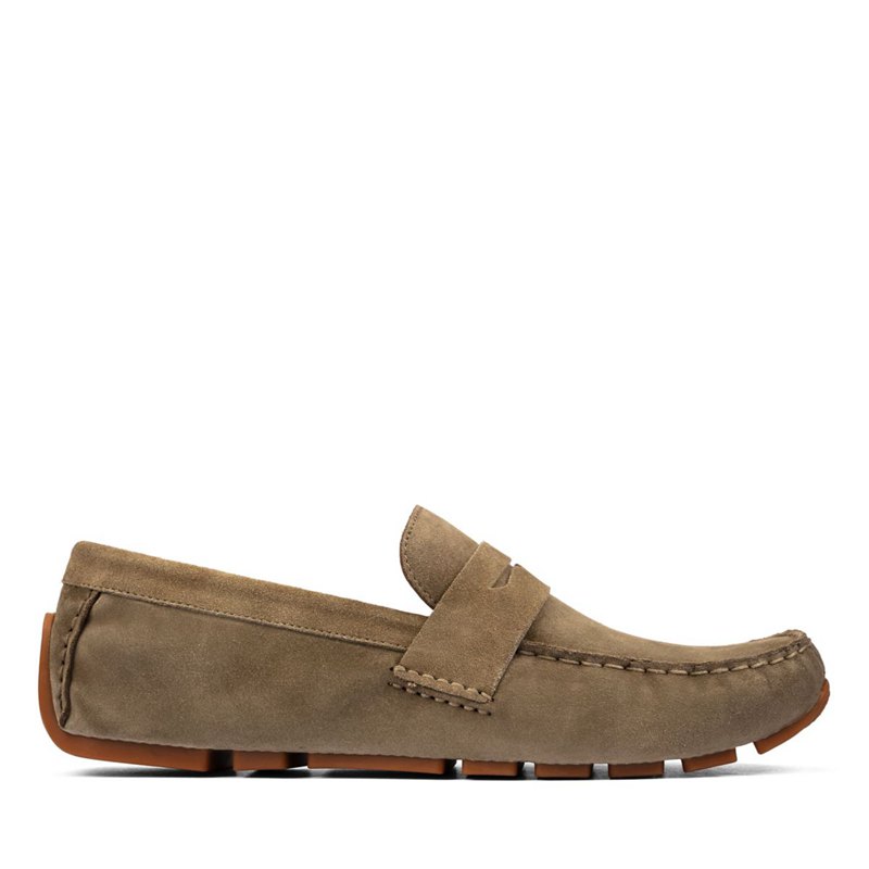 Férfi Clarks Oswick Penny Loafer Cipő Olivazöld | 48640912