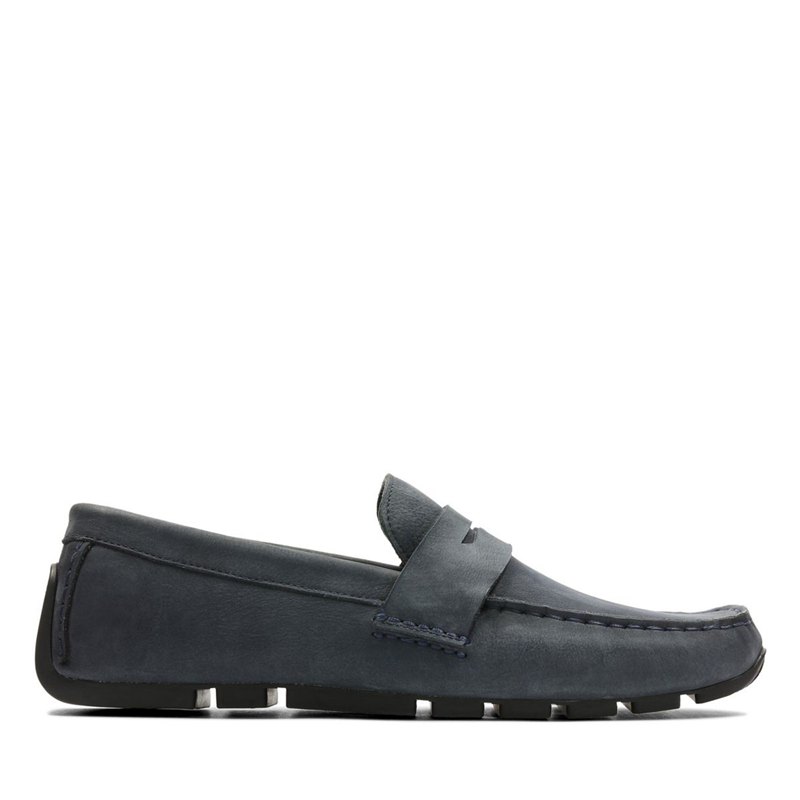 Férfi Clarks Oswick Penny Loafer Cipő Sötétkék | 57776516