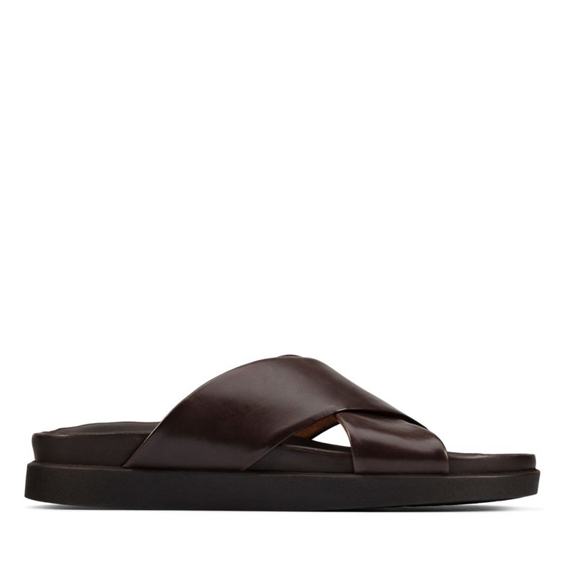 Férfi Clarks Sunder Cross Mule Cipő Sötét Barna | 17158567
